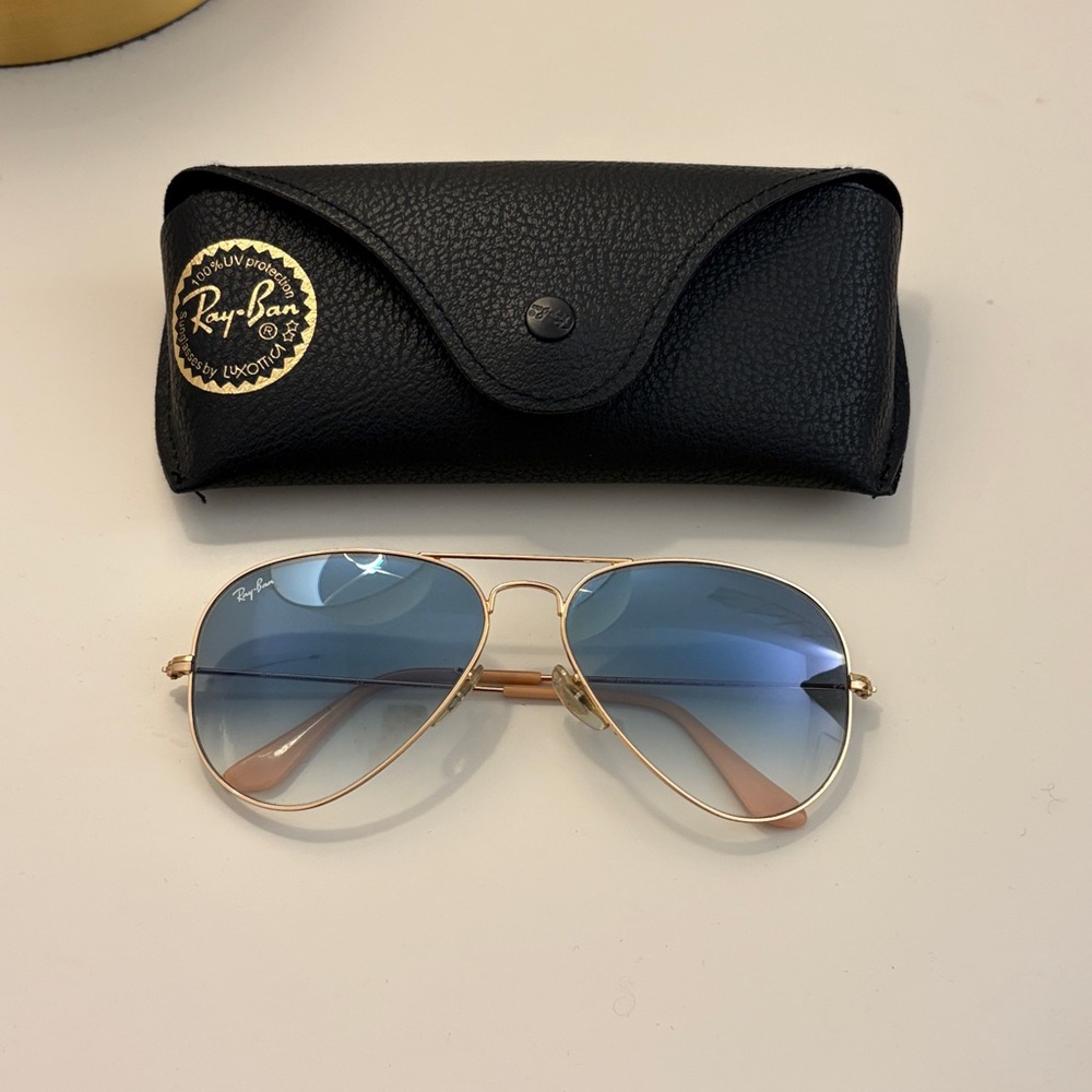 Ray-Ban Blue and Gold Aviator Sunglasses